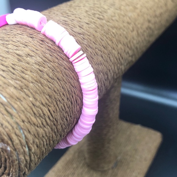 BFF Pink Clay Bead Stretchable Stackable Bracelets - Picture 11 of 13